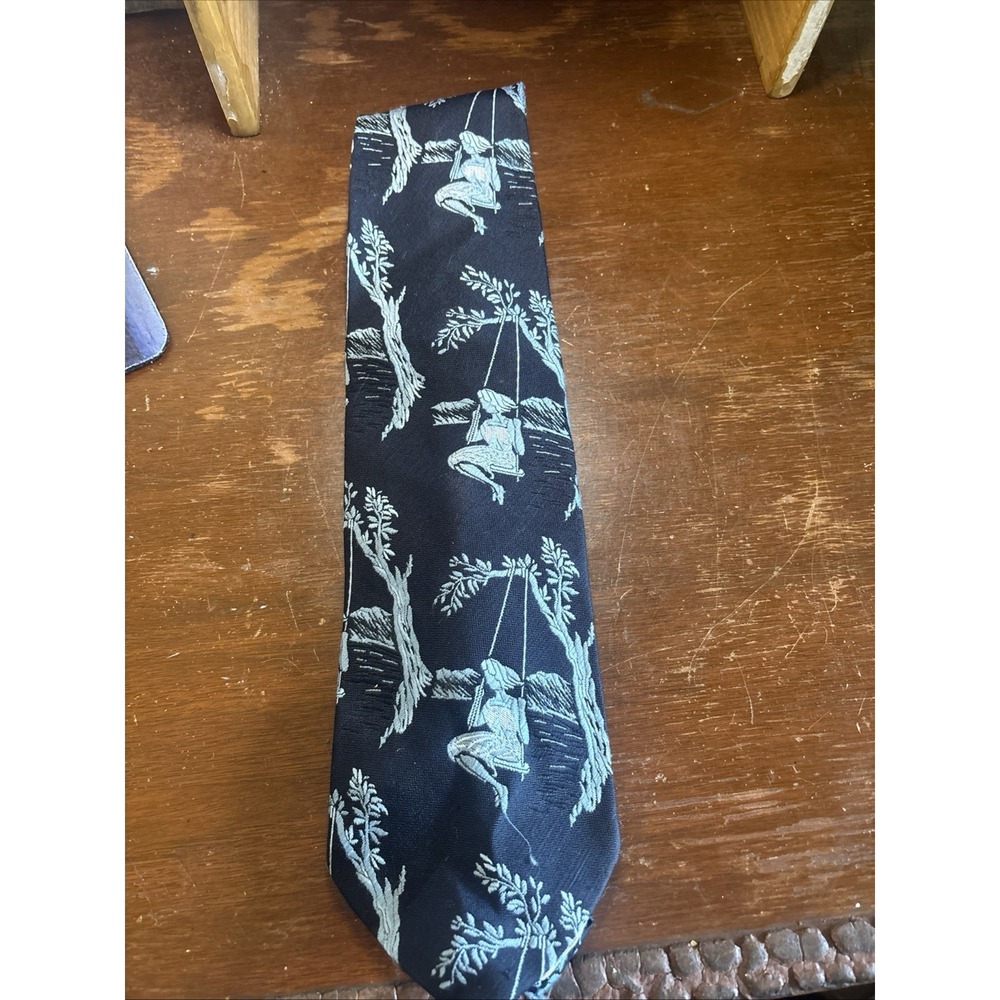 Don Loper Beverly Hills Vintage Neck Tie Girl Swinging Blue